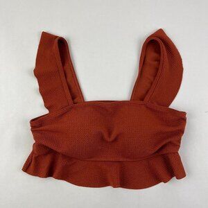 Rowme Bikini Top Womens Medium Burnt Orange Ruffles